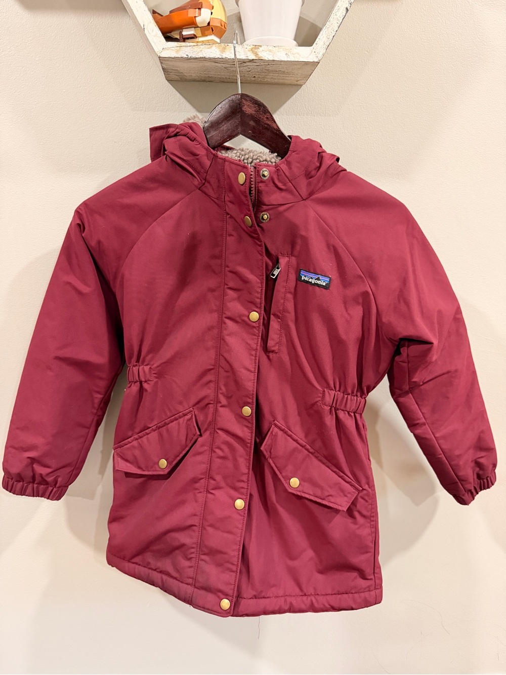 Patagonia Kids Burgundy Hooded Puffer Jacket